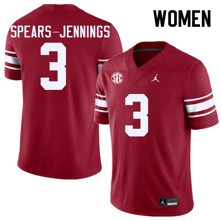 Women #3 Robert Spears-Jennings Oklahoma Sooners 2024 SEC Conference College Football Jerseys-Throwb